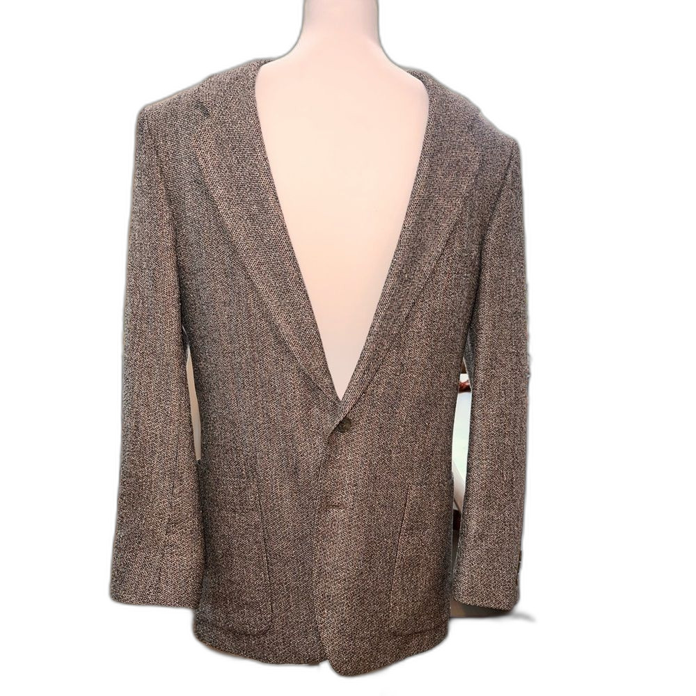 VTG Yves Saint Laurent Tweed Blazer Mens Wool Sport Coat Brown French Tailoring